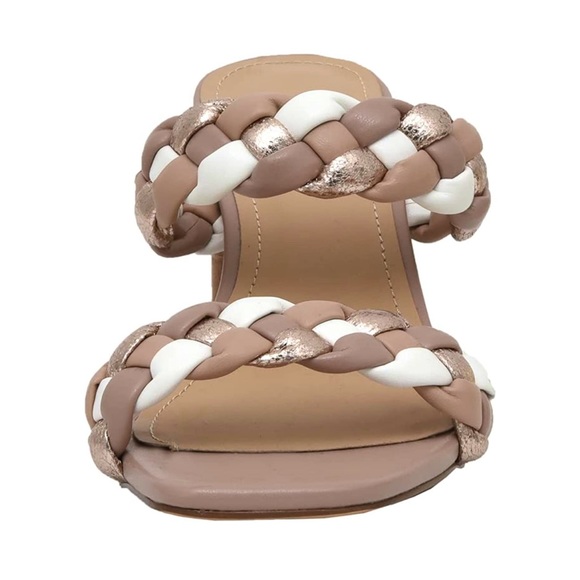 Braided Taupe Multi Vegan Leather Heel - Picture 4 of 5